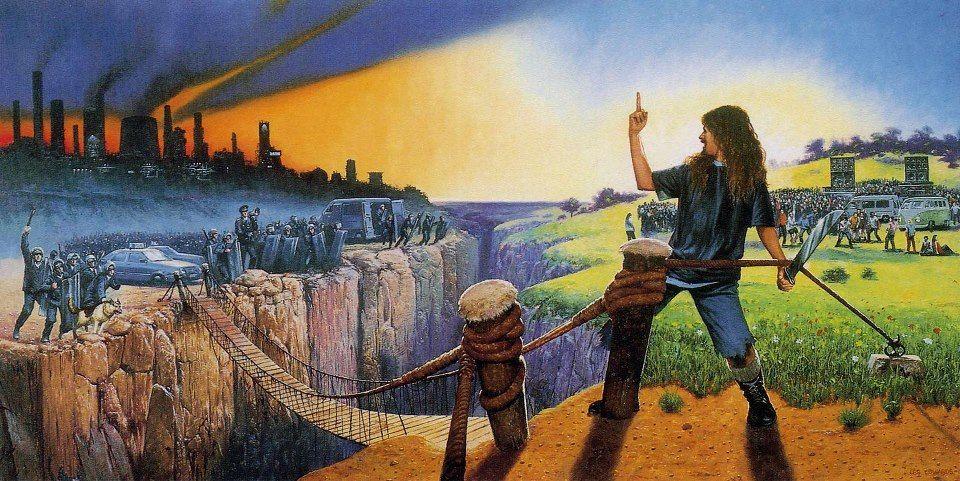 Les Edwards' iconic artwork for the album "Music for the Jilted Generation" by The Prodigy.